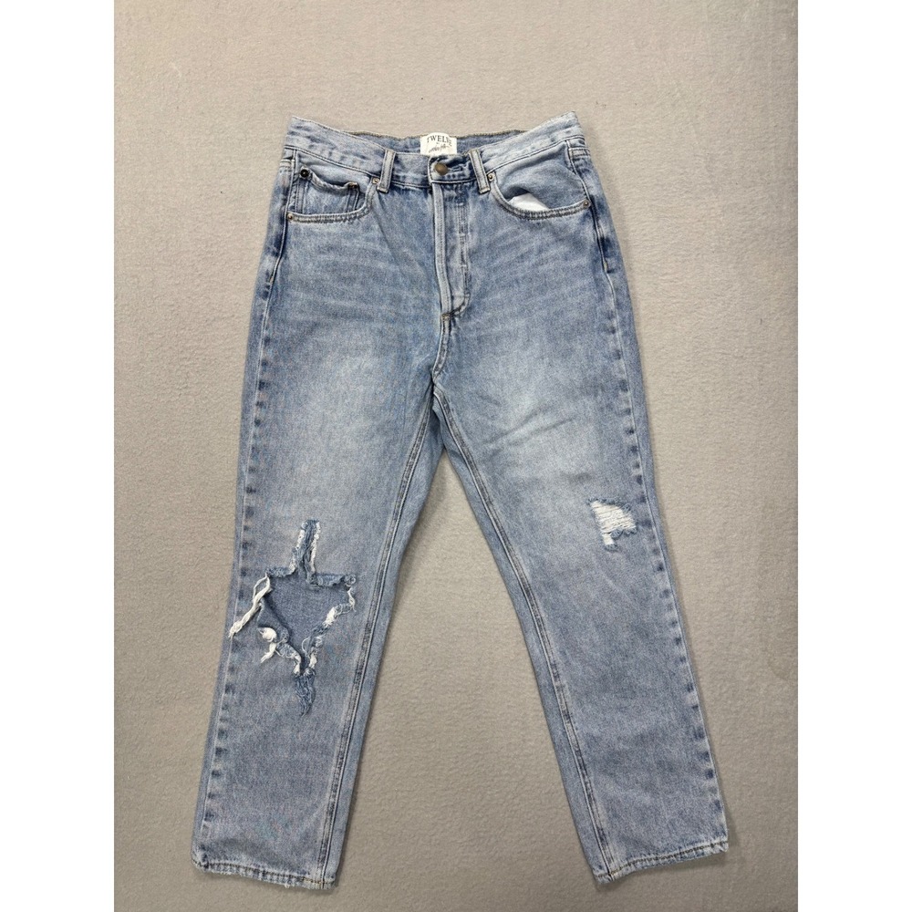 Twelve by On Twelfth Distressed Jeans Womens 27 Light Wash High Rise Straight